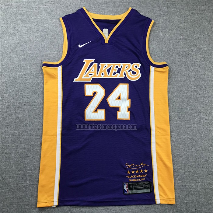 Camiseta Los Angeles Lakers Kobe Bryant NO 24 Retirement Violeta